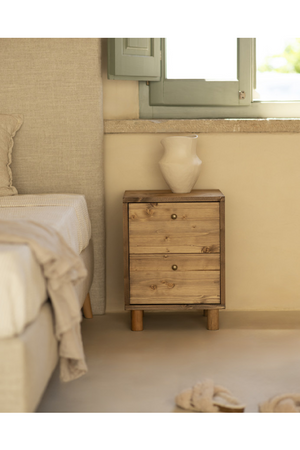 2-Drawer Wooden Bedside Table | Decowood Saura | OROA.com