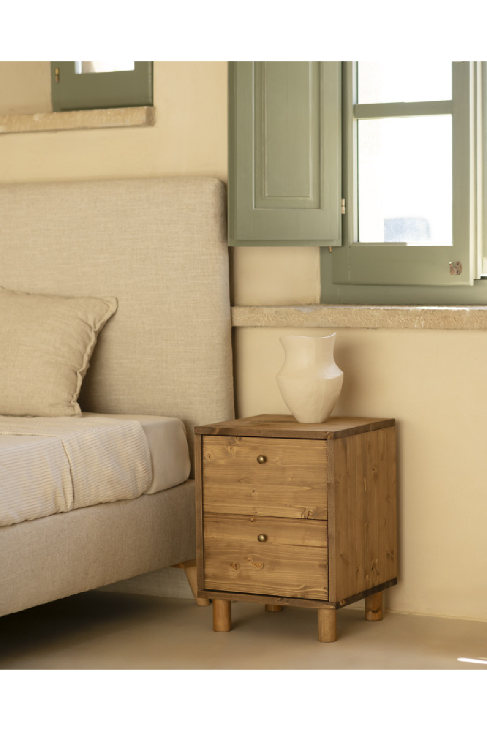 2-Drawer Wooden Bedside Table | Decowood Saura | OROA.com