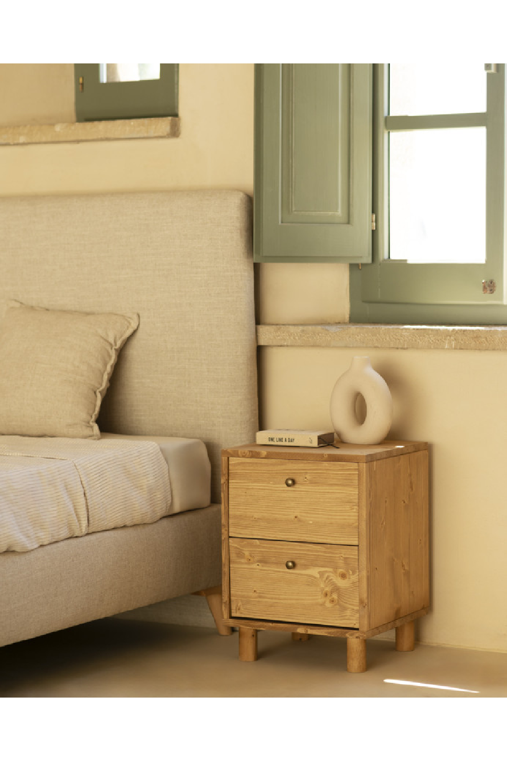 2-Drawer Wooden Bedside Table | Decowood Saura | OROA.com