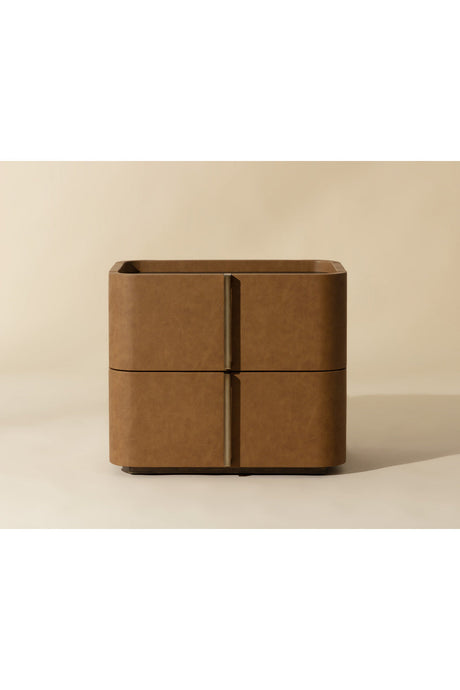 Modern European furniture - Leather-Look 2-Drawer Nightstand - www.oroa.com