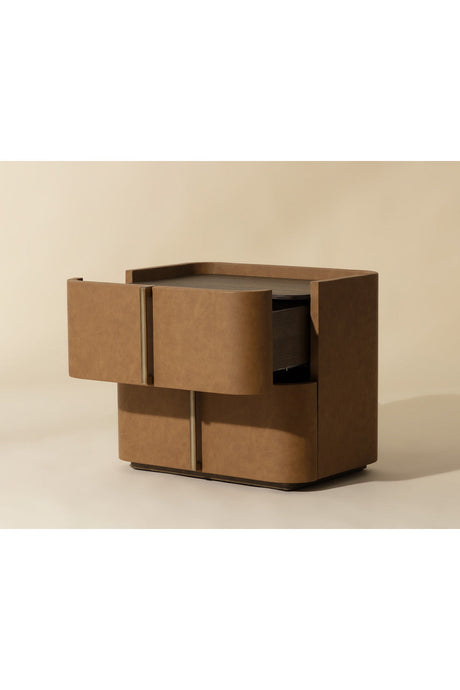 Modern European furniture - Leather-Look 2-Drawer Nightstand - www.oroa.com