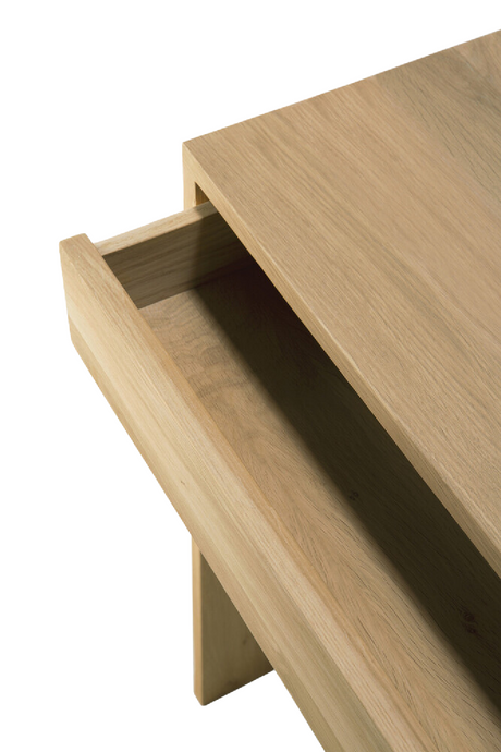 Rectangular Oak Desk – Wave – oak finish rear view
