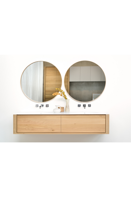 Oak Round Wall Mirror – Layers – oak finish alternate view 9