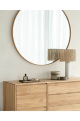 Oak Round Wall Mirror – Layers – oak finish alternate view 8