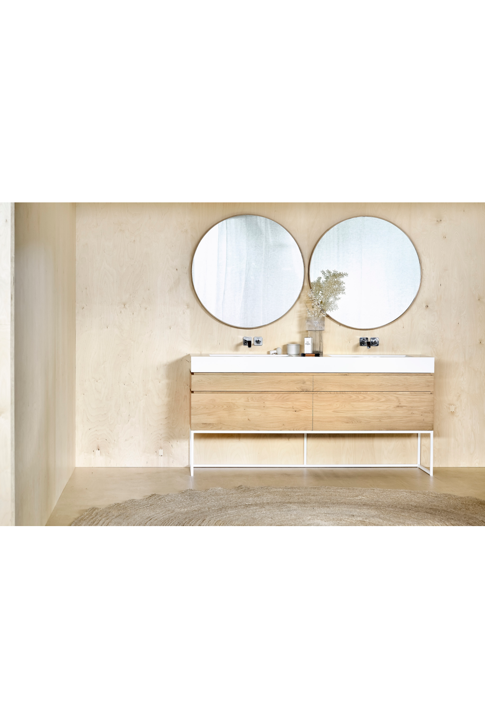 Oak Round Wall Mirror – Layers – oak finish alternate view 10