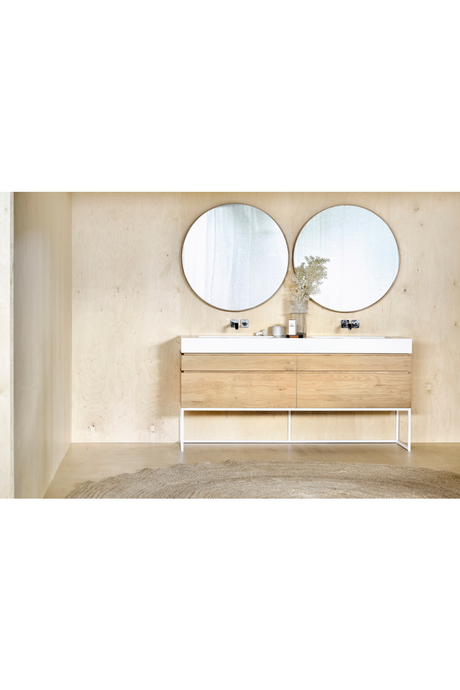 Oak Round Wall Mirror – Layers – oak finish alternate view 10