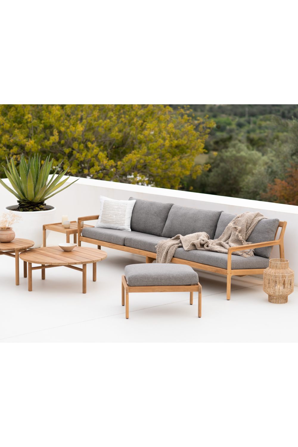 Natural Teak Outdoor Ottoman – Jack – teak finish alternate view 8