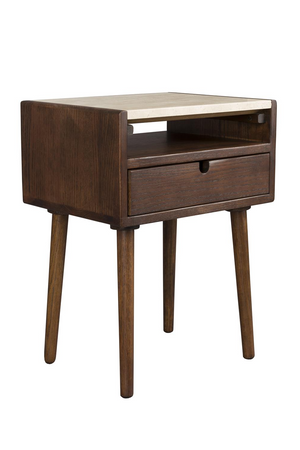 1-Drawer Travertine Side Table/Bedstand | Dutchbone Arda | OROA.com