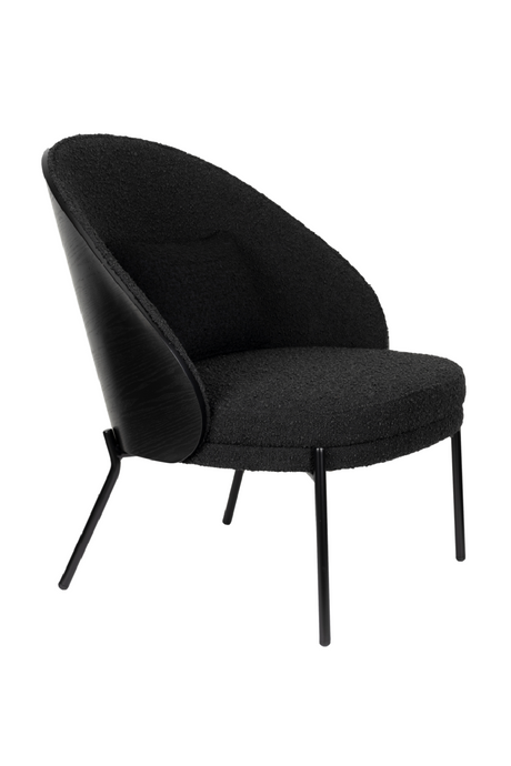 Black Bouclé Curved Lounge Chair | Dutchbone Rodin | OROA.com