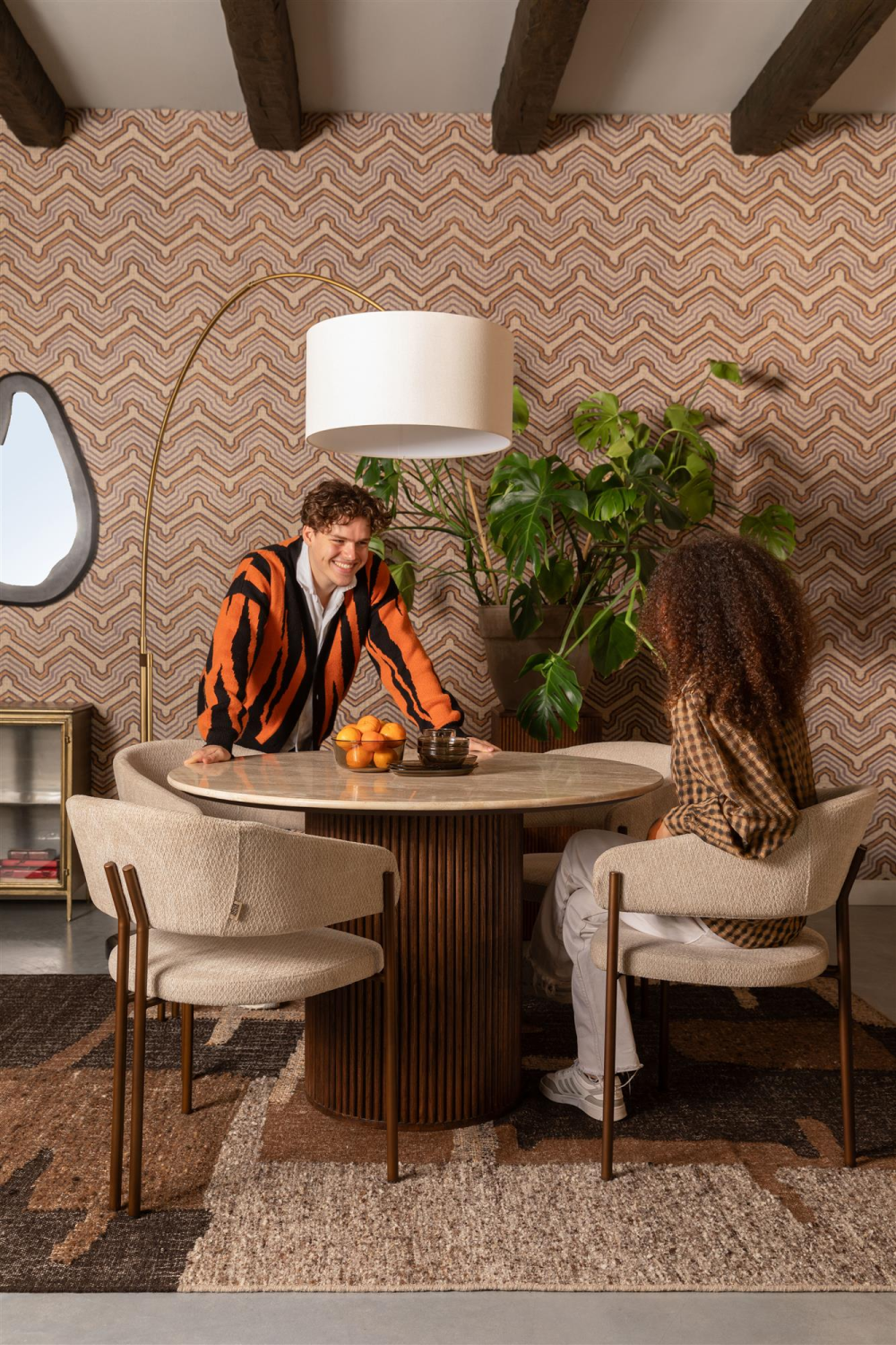 Bouclé Curved Dining Chairs (2) | Dutchbone Naida| OROA.com
