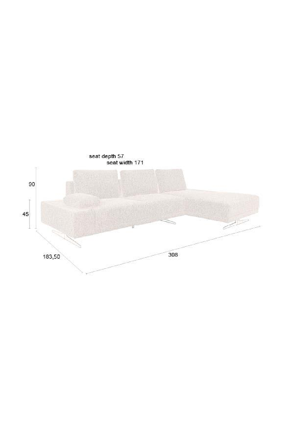 Off White Upholstered Sofa | Dutchbone Shelly | OROA.com