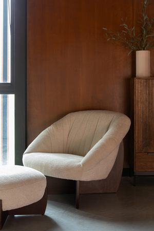 Beige Bouclé Pouf | Dutchbone Emilius | OROA.com