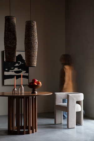 Beige Woven Design Dining Chair | Dutchbone Medina | OROA.com