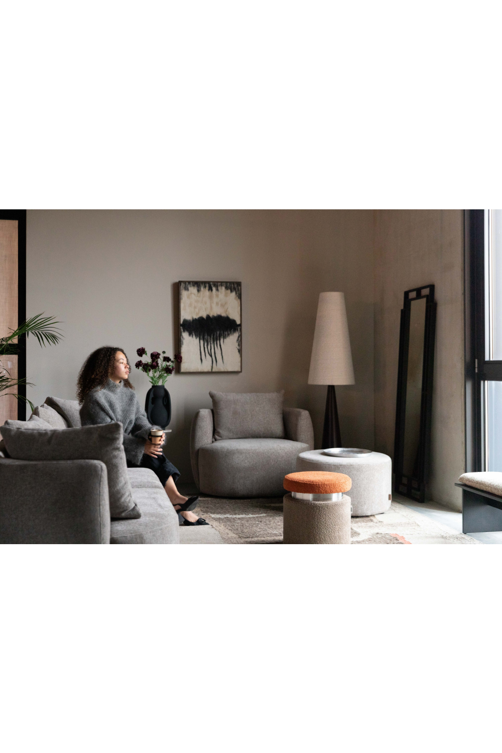 Woven Fabric 3-Seater Sofa | Dutchbone Rocca | OROA.com