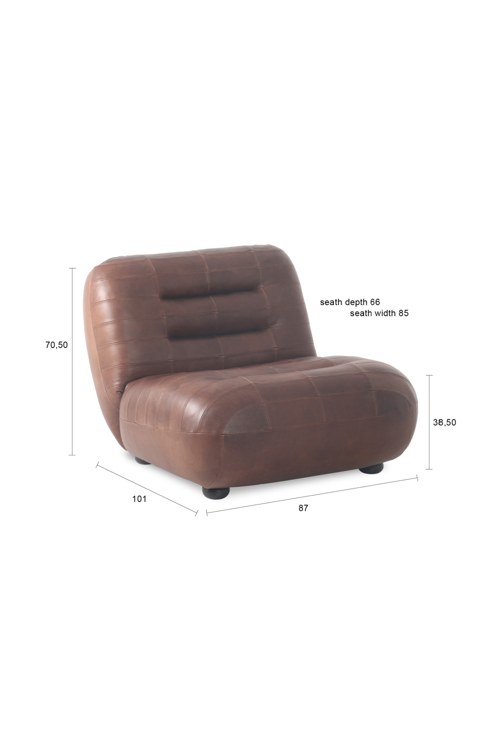 Deep Stitched Leather Lounge Chair | Dutchbone Wyatt | Oroa.com