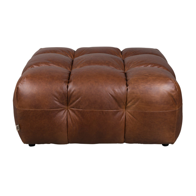 Tufted Leather Ottoman | Dutchbone Hackman | Oroa.com