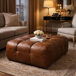   Tufted Leather Ottoman | Oroa.com
