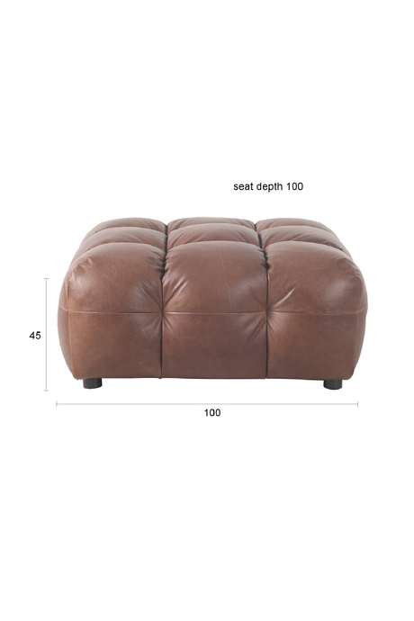 Tufted Leather Ottoman | Dutchbone Hackman | Oroa.com