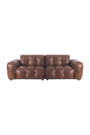 Tufted Leather 3-Seater Sofa | Dutchbone Hackman | OROA.com