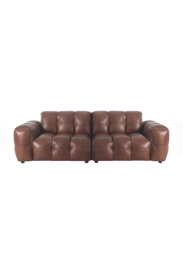 Tufted Leather 3-Seater Sofa | Dutchbone Hackman | OROA.com