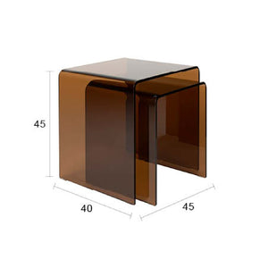   Brown Glass Side Table Set (2) | Oroa.com