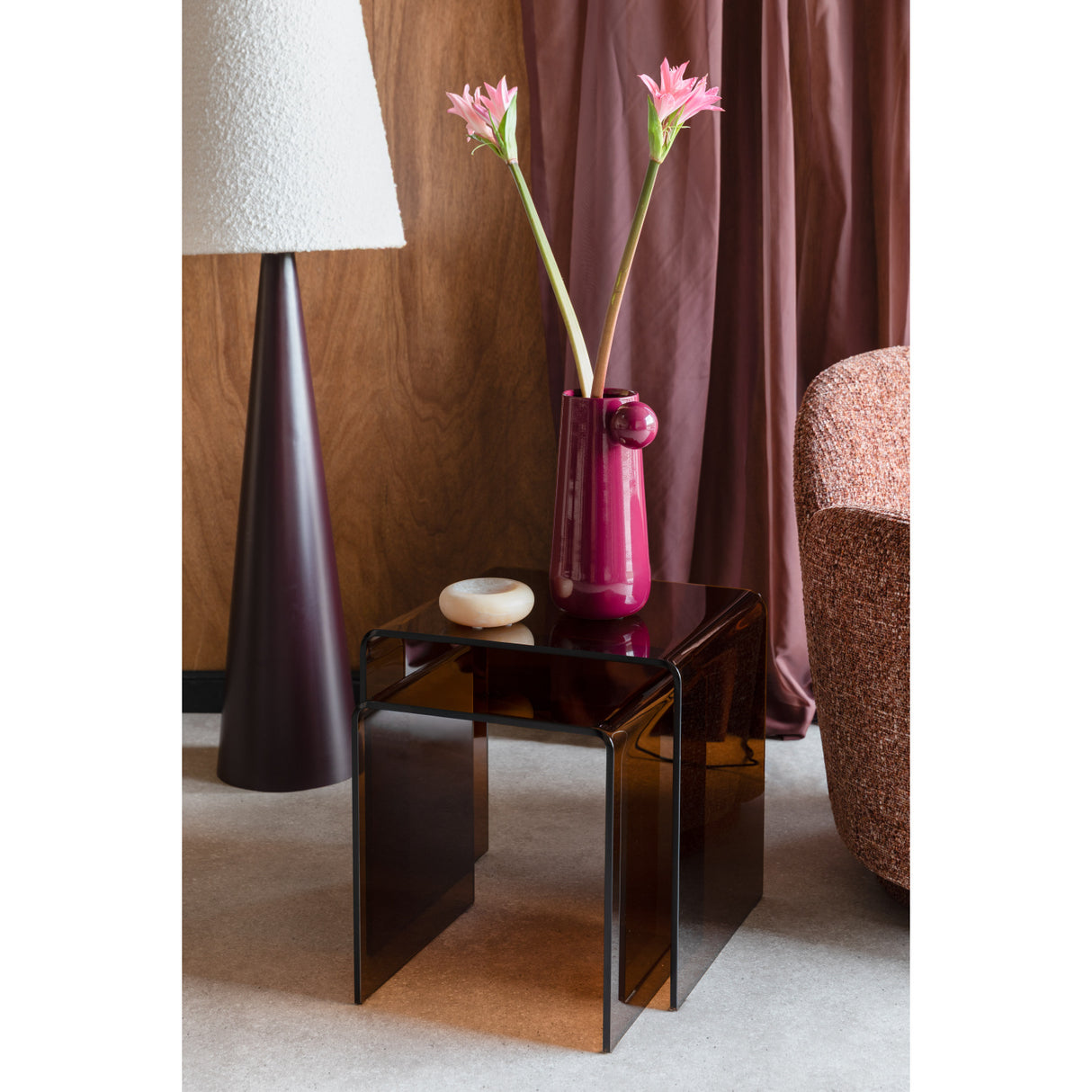   Brown Glass Side Table Set (2) | Oroa.com