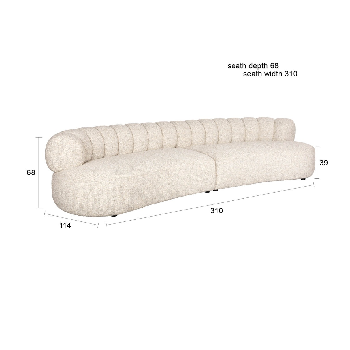   Modern European furniture - 4-Seater Curved Back Sofa - www.oroa.com | Oroa.com