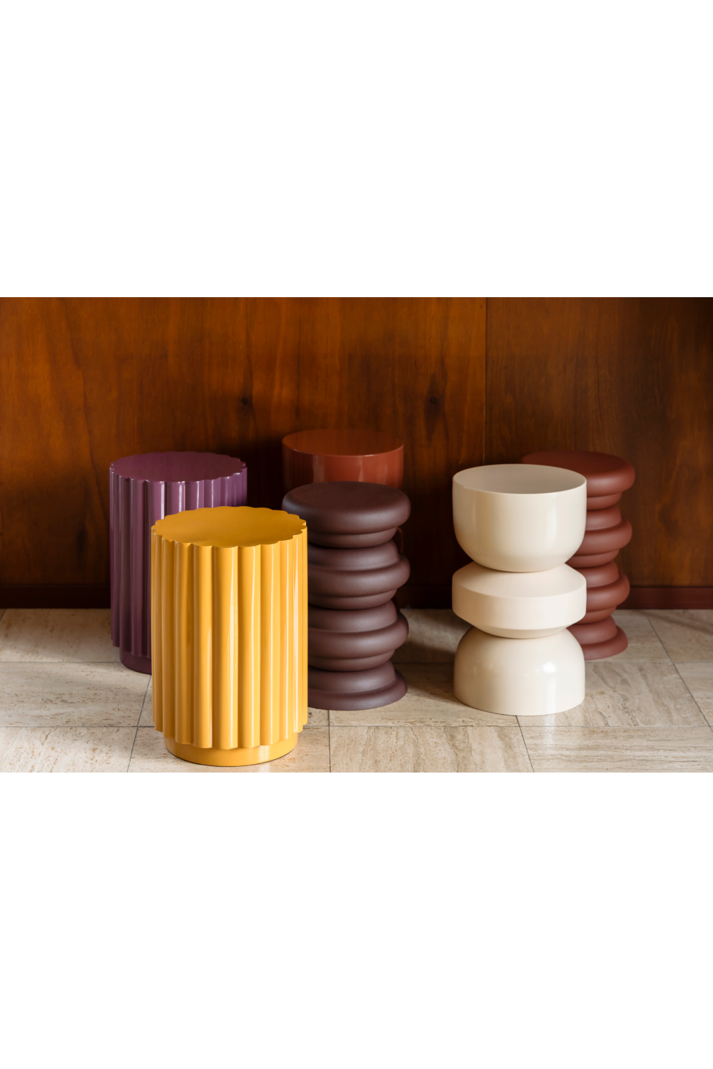 Fluted Cylindrical Stool | Dutchbone Camila | OROA