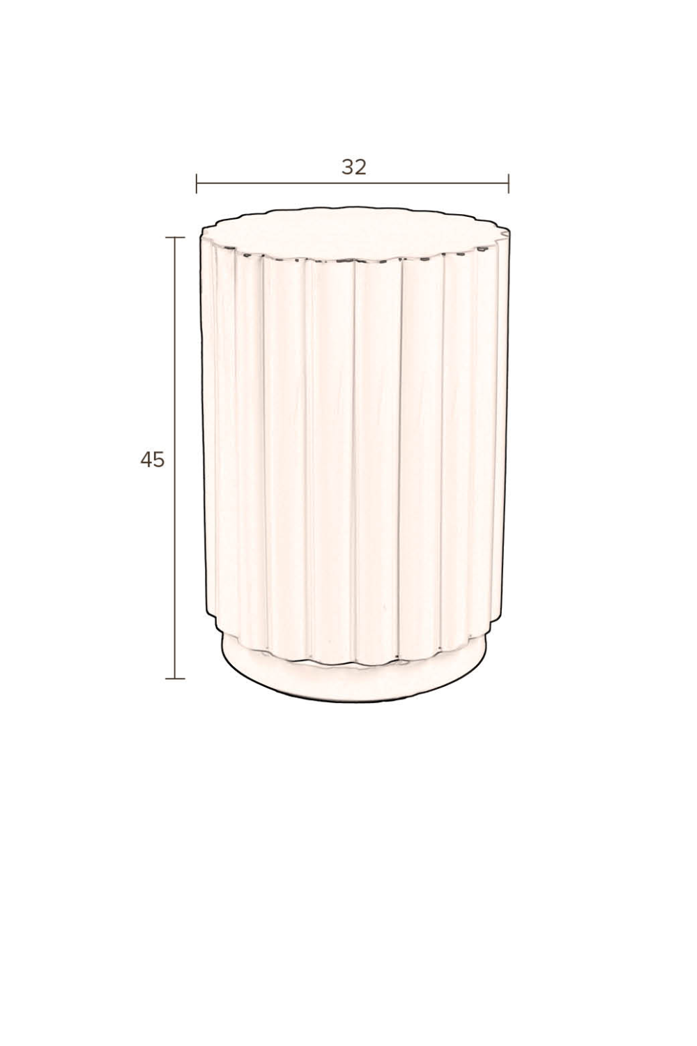 Fluted Cylindrical Stool | Dutchbone Camila | OROA.com