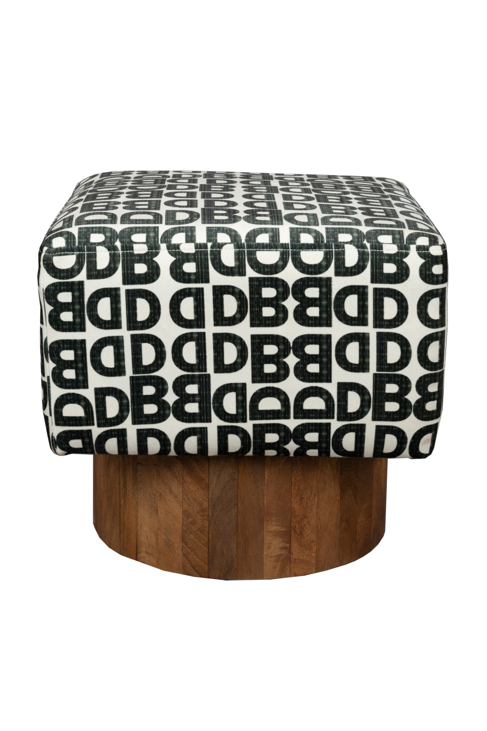Letter Print Square Stool | Dutchbone Monogram | OROA.com