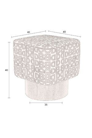 Letter Print Square Stool | Dutchbone Monogram | OROA.com