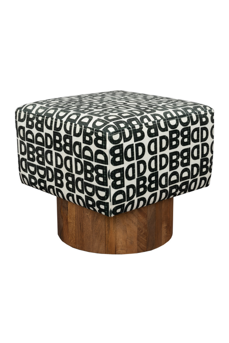 Letter Print Square Stool | Dutchbone Monogram | OROA.com