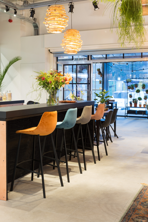 Velvet Upholstered Bar Stools (2) | Dutchbone Franky | OROA.com