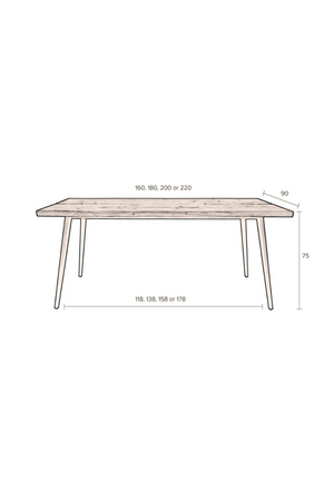 Walnut Rectangular Dining Table S | Dutchbone Alagon | Oroa.com