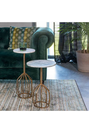 Marble Pedestal Side Table | Dutchbone Salerno | OROA.com