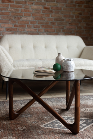 Round Glass Retro Coffee Table | Dutchbone Naia | OROA.com