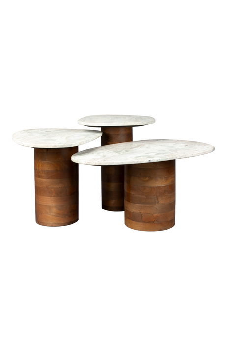 Marble Pedestal Side Tables (3) | Dutchbone Suki | OROA.com