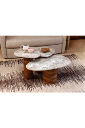 Marble Pedestal Side Tables (3) | Dutchbone Suki | OROA.com