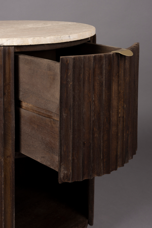 Round Travertin Side Table | Dutchbone Marlow | OROA.com