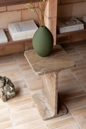 Brown Marble Square Side Table | Dutchbone Satpura | OROA.com