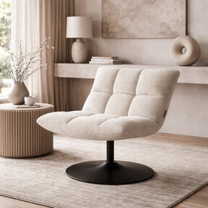   White Boucle Swivel Lounge Chair | Oroa.com