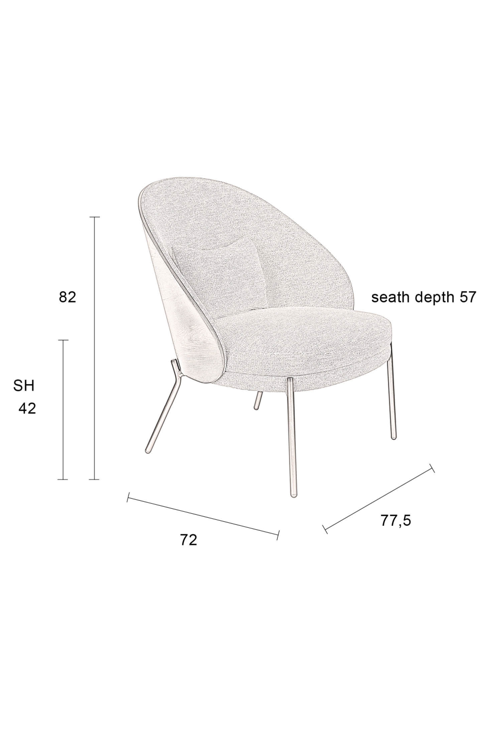 Beige Fabric Lounge Chair | Dutchbone Rodin | OROA.com