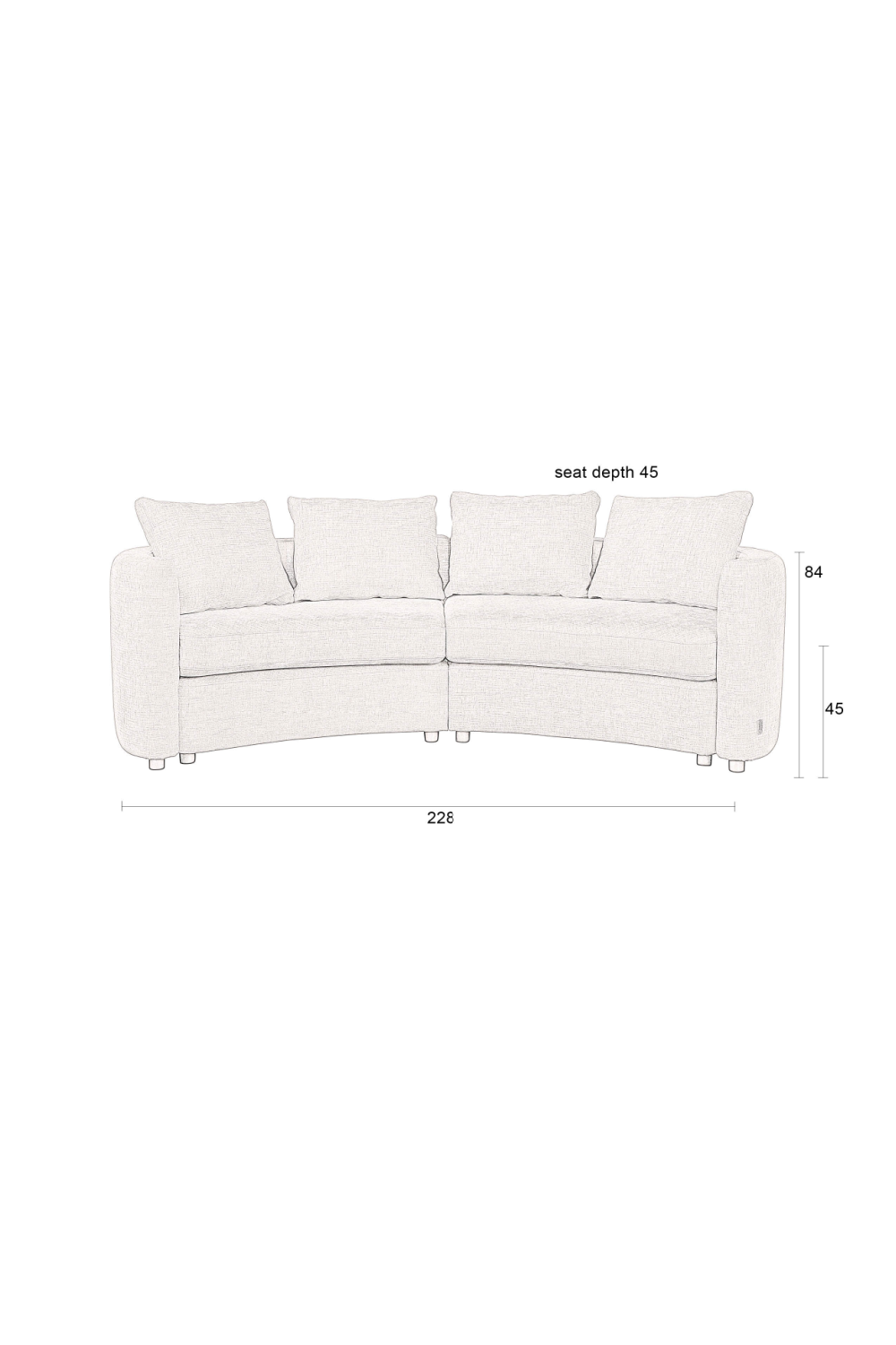 Modern Curved Sofa | Dutchbone Fernon | OROA.com