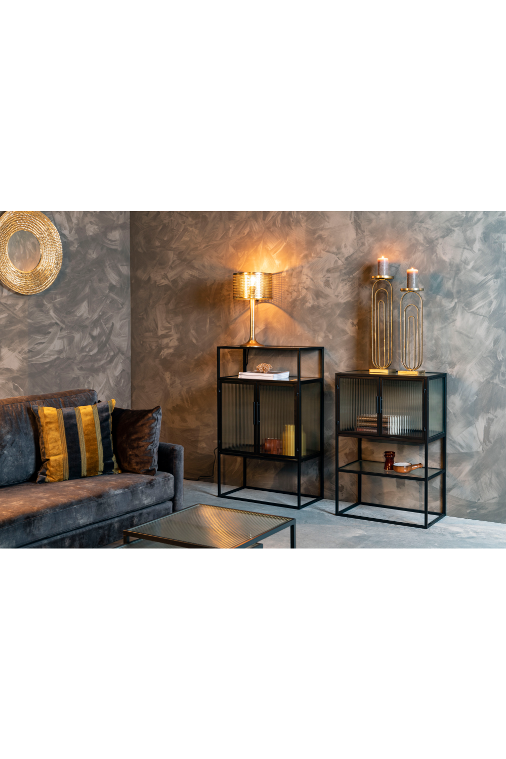 Black Framed Glass Cabinet | Dutchbone Boli | OROA.com