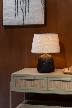 White Bouclé Table Lamp | Dutchbone Renzo | OROA.com