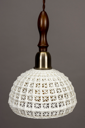 White Ceramic Pendant Lamp | Dutchbone Poppy | OROA.com