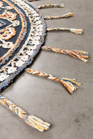 Round Knotted Fringe Area Rug 6' x 7' | Dutchbone Pix | Oroatrade.com