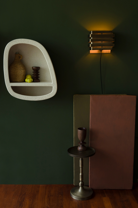 Modern European furniture - Beige Recycled Marble Single Wall Shelf - www.oroa.com