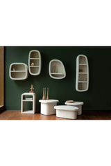 Modern European furniture - Beige Recycled Marble Single Wall Shelf - www.oroa.com