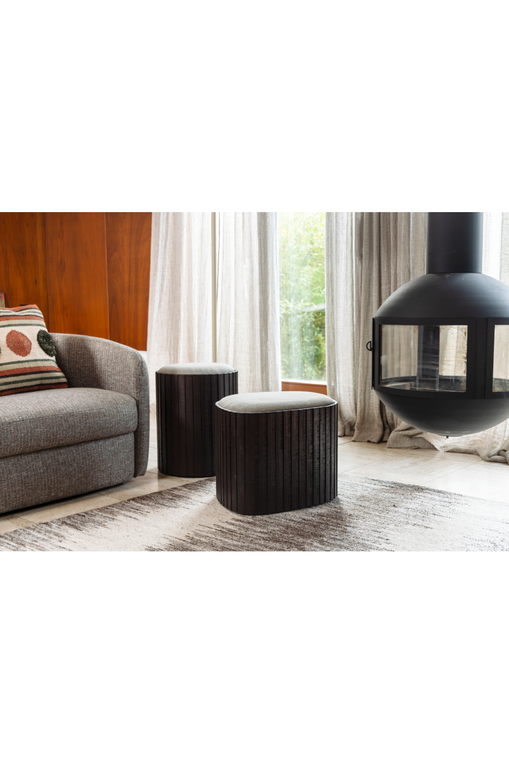 Teak Storage Pouf | Dutchbone Bay | OROA.com